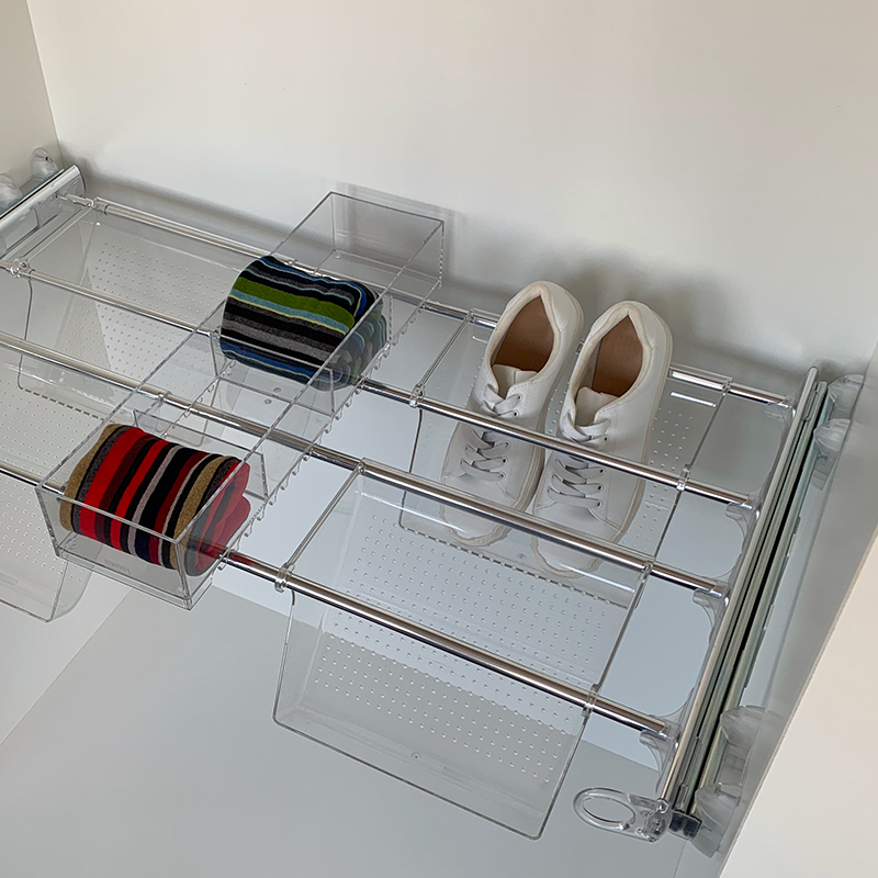 Plus - Shoe rack 4V+1J - transparent - bright aluminium - transparent polycarbonate 3